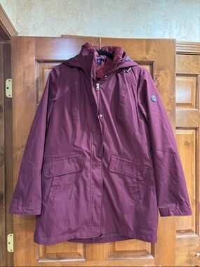 NWOT Women's Lands’ End 3-in-1 Burgundy Hooded Jacket SZ Small